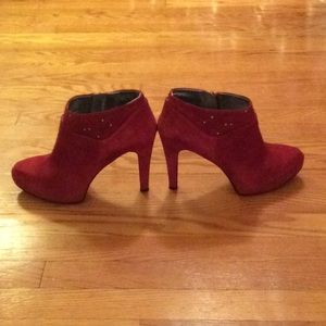 Red Faux Suede Booties